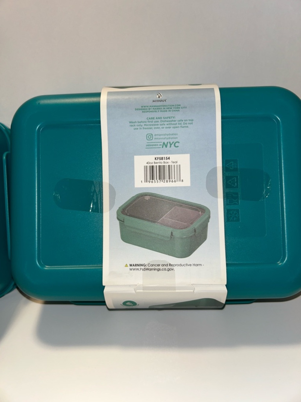 Manna Set of 2 3-Section Bento Box in teal, featuring a total capacity of 40 oz. - Picture 8 of 16